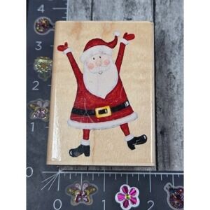 Stampabilities Jolly Santa GR1093 Christmas Holiday 2005 Rubber Stamp Wood #V25